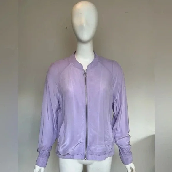 Street One Womens Long Sleeve Lilac Light Purple Silky Bomber Jacket US 8 NWT - Picture 1 of 5